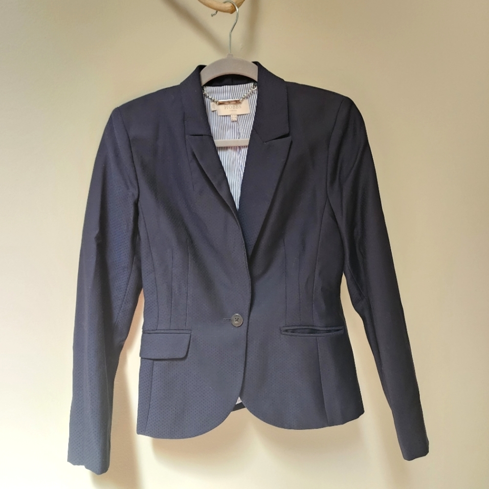 Hobbs London - Jemima Navy Blue Wool Blend Blazer / Jacket / Coat - sz 6